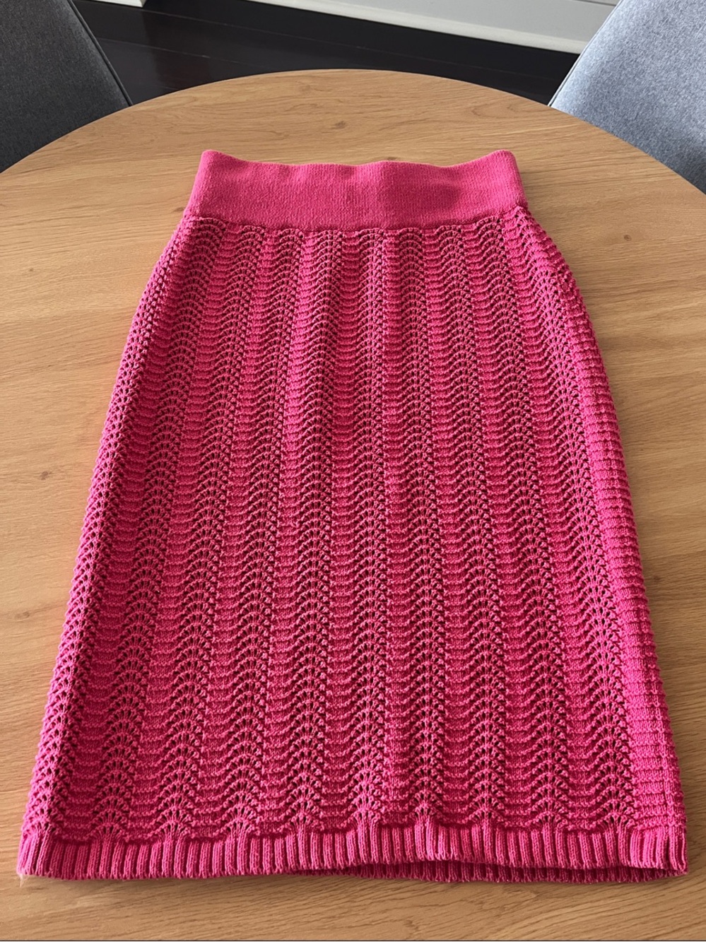 Textured Knit Pencil Skirt in Fuchsia